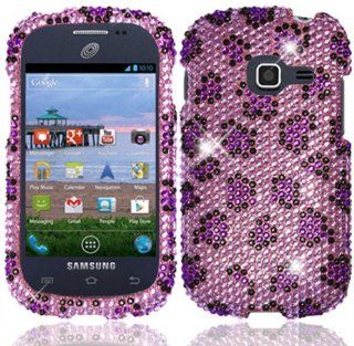 For Samsung Galaxy Centura S738C Full Diamond Bling Cover Case Purple Leopard Cell Phones & Accessories