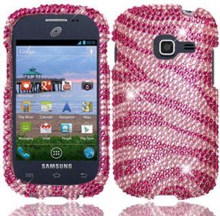LF Pink Zebra Designer Rhinestone Hard Case Cover, Lf Stylus Pen and Wiper For StraightTalk Samsung Galaxy Centura S738C Cell Phones & Accessories
