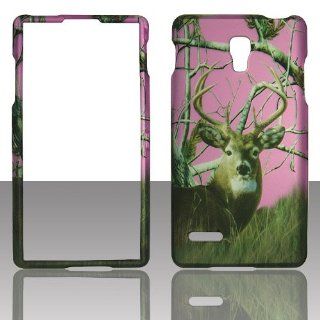 Pink Camo Buck Deer 2D Rubberized Design for LG Optimus 4G L9 P765 P769 760 Cell Phone Snap On Hard Protective Case Cover Skin Faceplates Protector Cell Phones & Accessories