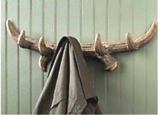 Faux Deer ANTLER coat towel HOOKS rack cabin Home Decor  