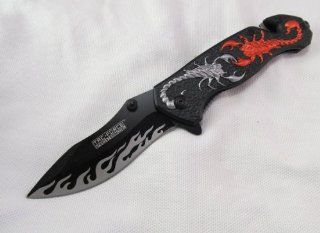 762 Scorpion Rescue Black Folder Pocket Knife 