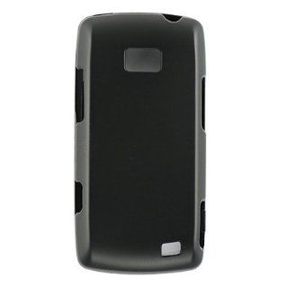 BLACK Hard Rubber Feel Plastic Case for LG Ally VS740 Cell Phones & Accessories