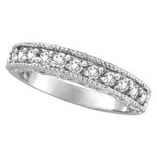 Diamond Wedding Ring Band Filigree Milgrain Edged Palladium (0.45ct) Morris & David Jewelry