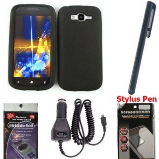 Black Silicone Gel Cover Combo Pack for Samsung Focus 2 i667 with Car Charger, ScreenGuard Brand 2 Pack Screen Protectors, Stylus Pen and Radiation Shield. Cell Phones & Accessories