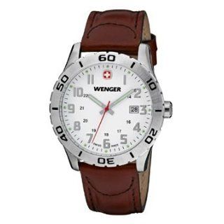 Wenger Grenadier Watch, White Dial, Brown Leather Strap 741.201 Clothing