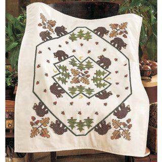 Herrschners Northwoods Lap Quilt Top Stamped Cross Stitch Kit  