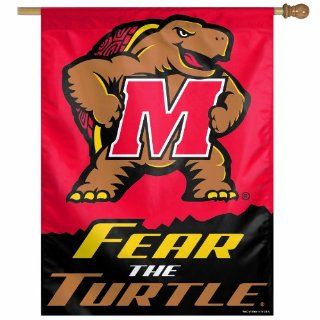 NCAA University Of Maryland Fear The Turtle Logo 27 by 37 inch Vertical Flag  Sports Fan Outdoor Flags  Sports & Outdoors