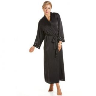 Camille Womens Ladies Luxury Black Gold Long Satin Bath Robe Wrap 6 20 6/8