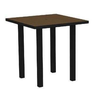 POLYWOOD ATR36FABTE Euro 36" Square Counter Table, Textured Black/Teak  Patio Side Tables  Patio, Lawn & Garden