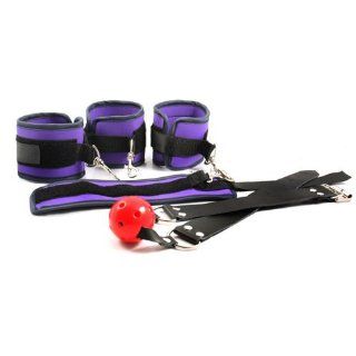 Purple Bondage Restraint Cuffs and Mouth Gag Kit Health & Personal Care