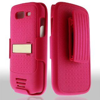 Hot Pink Hard Soft Gel Dual Layer Holster Stand Cover Case for Samsung Galaxy S Blaze 4G SGH T769 Cell Phones & Accessories