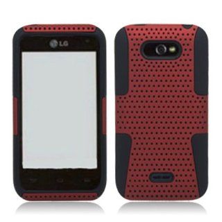 LG Motion 4G MS770 Black/Red Perforated Cover Cell Phones & Accessories
