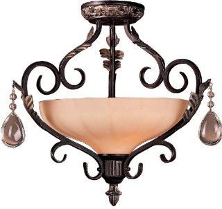 Minka Lavery 770 301 Semi Flush Ceiling Fixture from the Bellasera Collection, Castlewood Walnut with Silver Leaf Highlights   Close To Ceiling Light Fixtures  