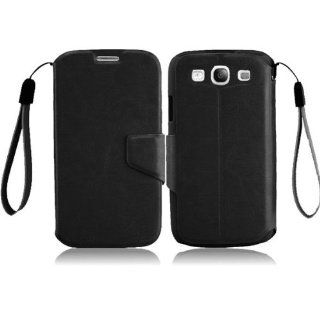 For Samsung Galaxy S3 i9300 i747 Premium Leather Magnetic Flip Flap Cover Case Black Cell Phones & Accessories