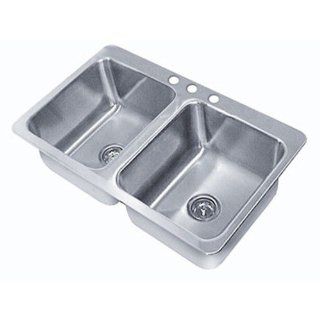 Advance Tabco SS 2 4521 12 Smart Series Double Bowl Drop In Sink   20" X 16" X 12"    