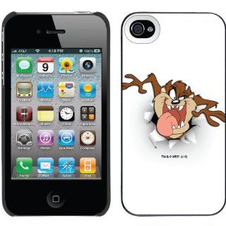 Tasmanian Devil   Tongue Out design on a Black iPhone 4 / 4S Thinshield Snap On Case by Coveroo Cell Phones & Accessories