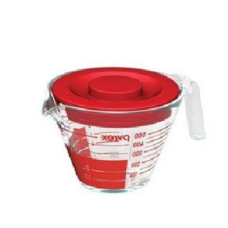 Pyrex 2 Cup Measuring Cup with Red Plastic Cover, Read from Above Graphics Kitchen & Dining