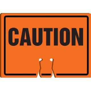 Accuform Signs FBC752 Plastic Traffic Cone Top Warning Sign, Legend "CAUTION", 10" Width x 14" Length x 0.060" Thickness, Black on Orange Safety Tape
