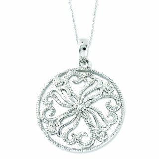 Sentimental Expressions Kindred Spirit Necklace 18" Flower Design Sterling Silver Cubic Zirconia CZ Inspirational Jewelry Includes Poem Pendant Necklaces Jewelry