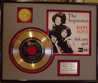 Supremes "Baby Love" Framed 24Kt Gold Record   Rare Music Memorabilia Entertainment Collectibles