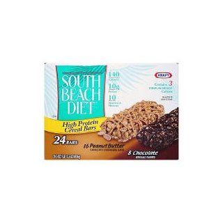 South Beach High Protein Cereal Bars Kraft Healthy Breakfast Bars, 24 Bars, 16 Peanut Butter, 8 Cinnamon Raisin  Grocery & Gourmet Food