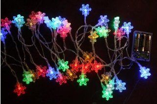 Amerlight TM Multi Colored Battery Operated Snow Flower 40 LED String Fairy Light 13Ft for Chistmas party decoration  Outdoor Lightstrings  Patio, Lawn & Garden