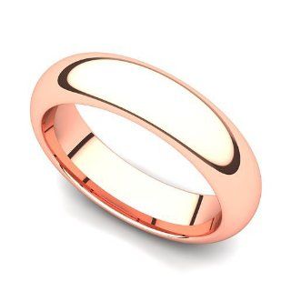 18k Rose Gold 5mm Domed Plain Wedding Band Ring Juno Jewelry Jewelry