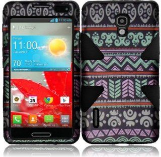 For LG Optimus F7 US780 Dynamic Hybrid Tuff Impact Cover Case (Elegant Aztec / Black) Cell Phones & Accessories