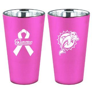 NFL Miami Dolphins 16 Ounce Breast Cancer Awareness Lusterware Pint Glass Set Sports & Outdoors
