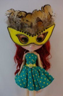 Set of Outfit Polka Dot Halter Dress and Fancy Mask for Blythe Doll 759 