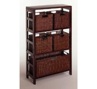 Wide 3 Tier Shelf with 1 Large & 4 Small Baskets   Free Standing Cabinets
