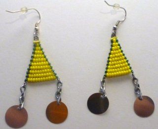 Maasai Beaded Earrings   Yellow Triangle Jewelry