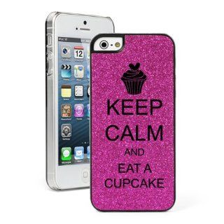 Hot Pink Apple iPhone 5 5s Glitter Bling Hard Case Cover 5G235 Keep Calm and Eat A Cupcake Cell Phones & Accessories