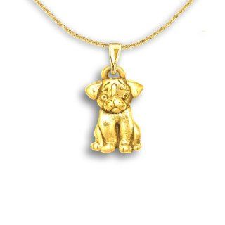 14k Gold Pug Puppy Pendant by The Magic Zoo Merry Rosenfield Jewelry