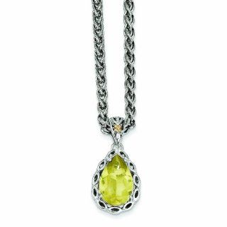 Sterling Silver with 14k Gold Lemon Quartz Necklace   Antique Boutique   Vintage Style   Jewelry Goldenmine Jewelry