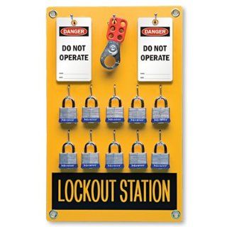 Lockout Station Kit   10 Position. Each station includes 10 blue bumper padlocks, 25 DO, 12" x 19" Industrial Lockout Tagout Kits