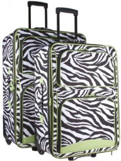 Ever Moda Green Zebra 2 Piece Expandable Luggage Set Clothing