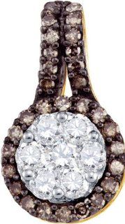 10K Yellow Gold 0.56CT Brown Diamond Fashion Pendant Jewelry
