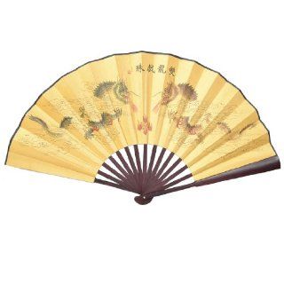Dragon Poem Oriental Painting Rosewood Bamboo Ribs Folding Hand Fan   Decorative Hanging Ornaments