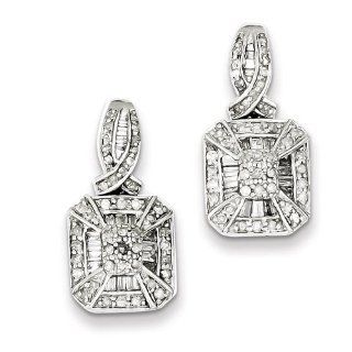 Sterling Silver Diamond Earrings. Carat Wt  1ct. Metal Wt  4.05g Jewelry