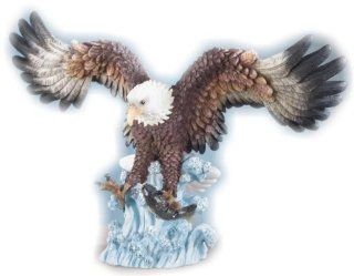 Majestic Bald Eagle Hunting Over Splashing Water Display Figurine   Collectible Figurines