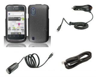 T Mobile ZTE Concord V768   Bundle Pack   Carbon Fiber Design Cover Case + Atom LED Keychain Light + Wall Charger + Car Charger + Micro USB Cable Cell Phones & Accessories
