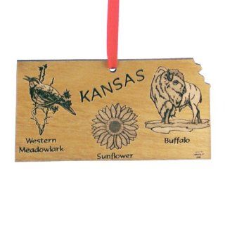 Advent Ornaments State Souvenir "KANSAS", Laser Cut and Engraved Wood Christmas Tree Ornament  