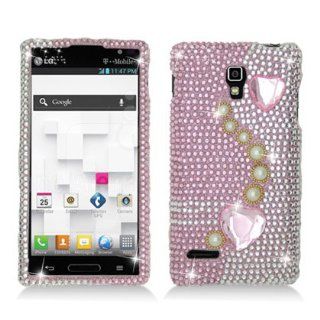 Aimo LGP769PCLDI639 Dazzling Diamond Bling Case for Optimus L9   Retail Packaging   Pearl Light Pink Cell Phones & Accessories