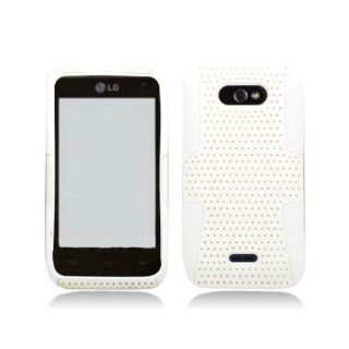 White Hard Soft Gel Dual Layer Cover Case for LG Motion 4G MS770 Cell Phones & Accessories