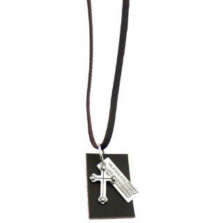 Forgiven Jewelry   Leather Tag with Cross and Galatians 220 Tag on 32" Leather Strap Jewelry