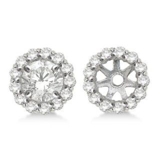 Round Diamond Earring Jackets for your 6mm Diamond Studs 14K White Gold 0.55ct Allurez Jewelry