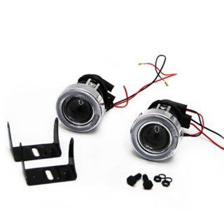 Universal H3 HID Ready Projector Fog Lights Lamp Lens Kit With White LED Light Automotive