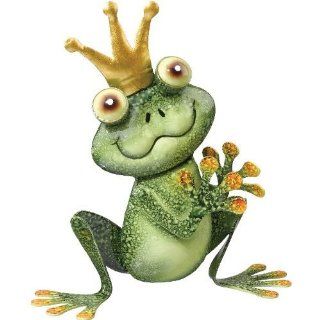 Whimsical Green Marbleized Metal Frog Decor Frog Prince   Regal Art #10262   Garden Stakes