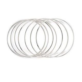 Sterling Silver "Seven Day" Plain Cuff Bangle Bracelet (7 pieces) Jewelry